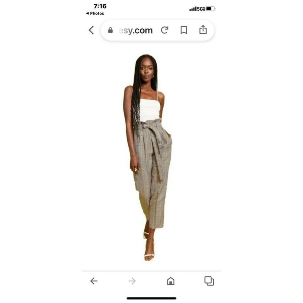 NWOT Amanda Uprichard Tessie plaid pants tie waist upscale designer sale fashion